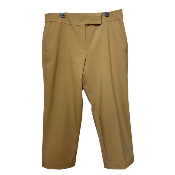 Michael Michael Kors Womens Camel Cropped Pants 16W Cotton Blend - Picture 1 of 8
